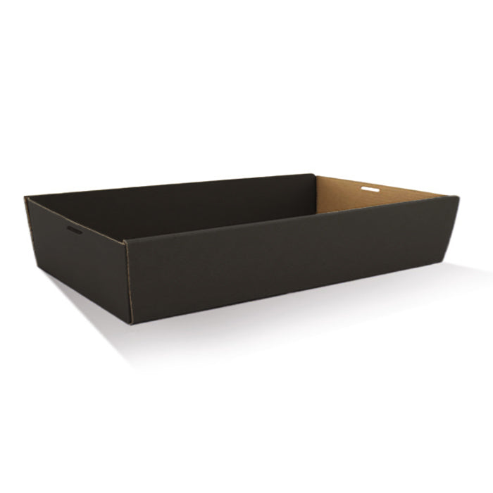 ecoware Black Catering Tray Large 80mm High Sides (Carton of 50)
