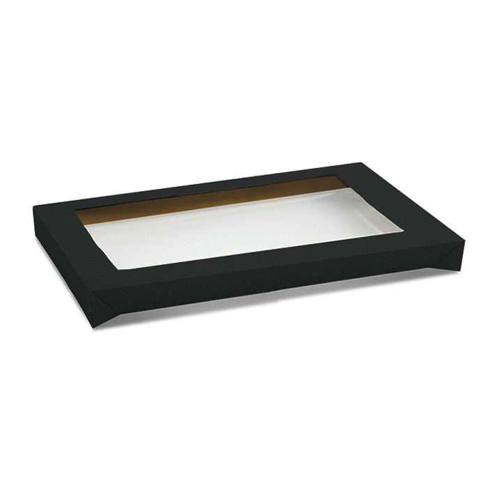ecoware Black Catering Tray Lid Large with PET Window (Carton of 100)