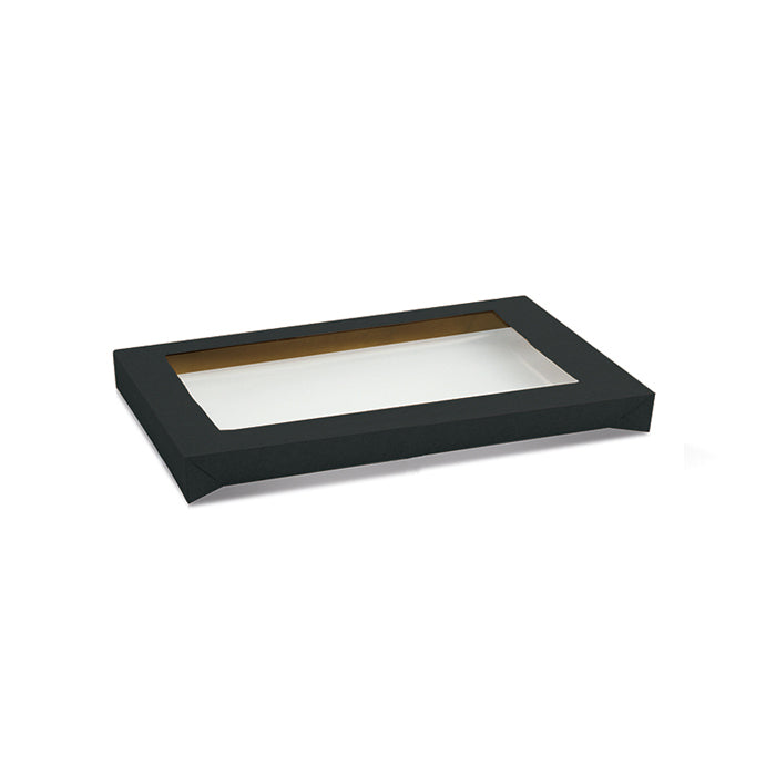 ecoware Black Catering Tray Lid Medium with PET Window (Carton of 100)