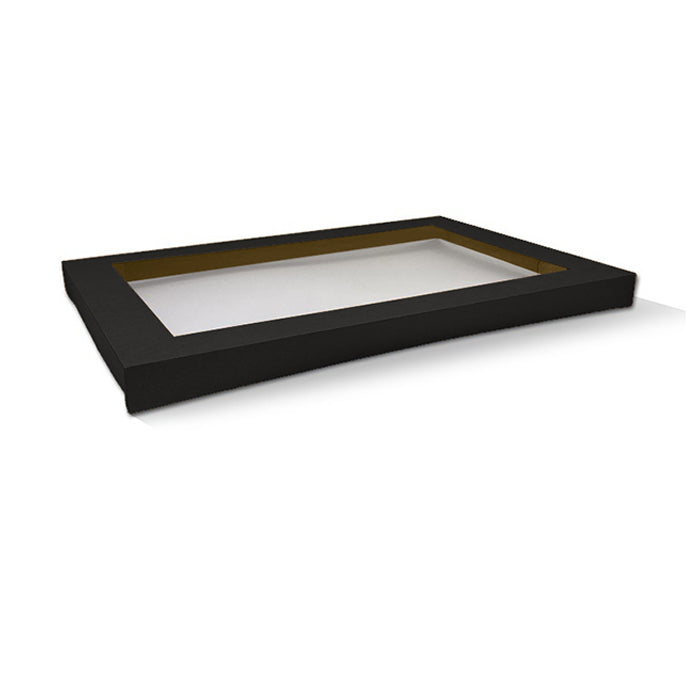 ecoware Black Catering Tray Lid Medium Plus with PET Window (Carton of 100)