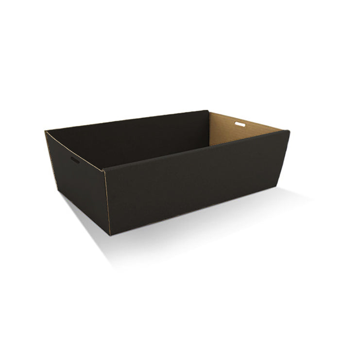 ecoware Black Catering Tray Medium 80mm High Sides (Carton of 100)