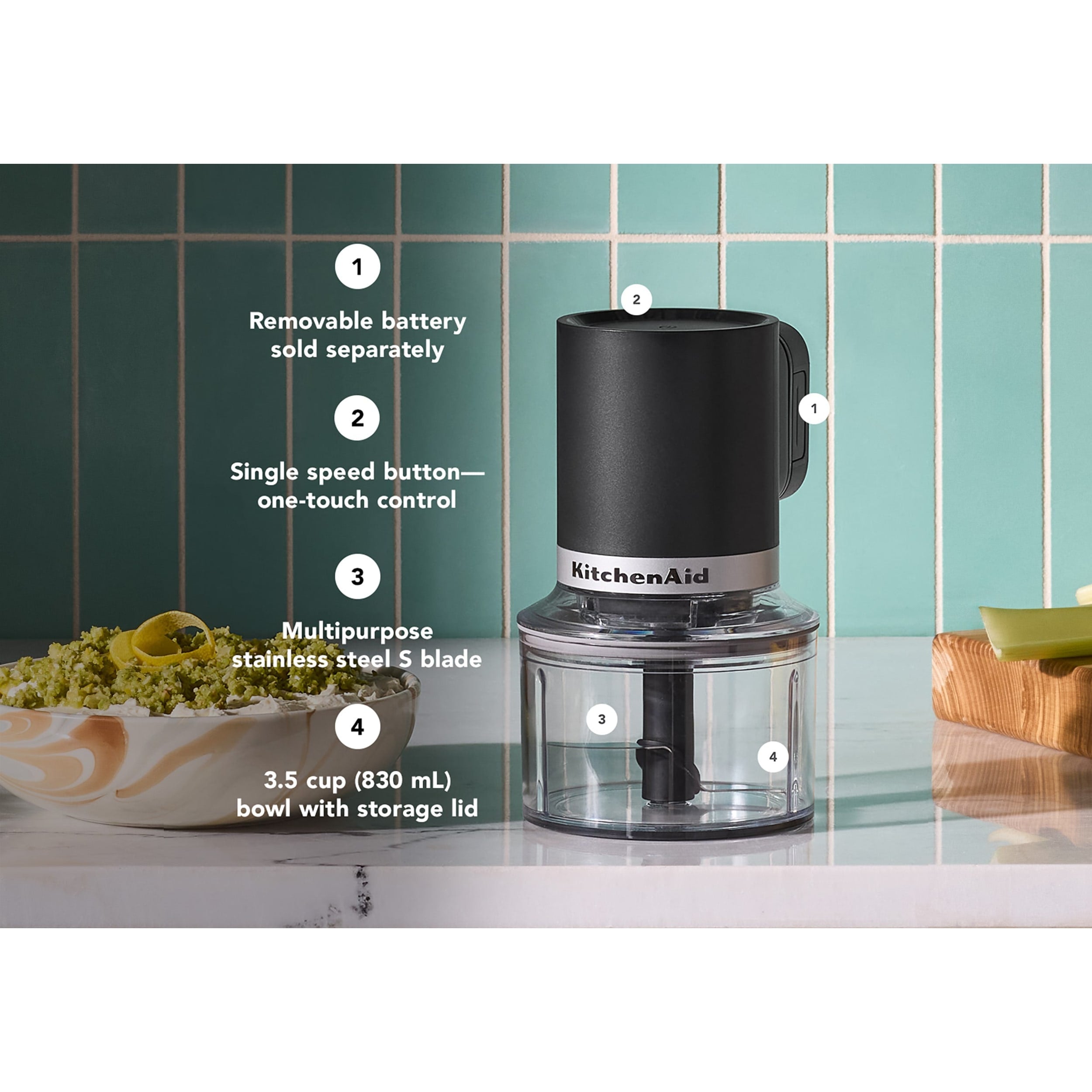 KitchenAid Go Cordless Top Down Chopper Without Battery