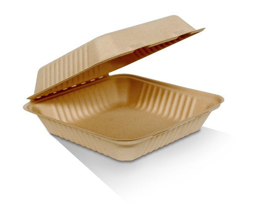 ecoware Unbleached Sugarcane Clamshell 9 inch (Carton of 200)