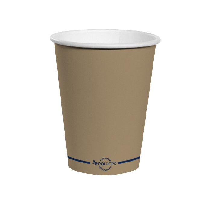 ecoware 12oz PLA Lined Single Wall Hot Cup Kraft Print 90mm (Carton of 1000)