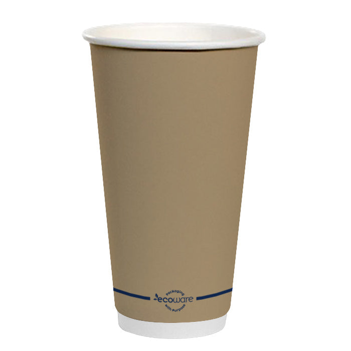 ecoware 16oz PLA Lined Double Wall Hot Cup Kraft Print 90mm (Carton of 500)