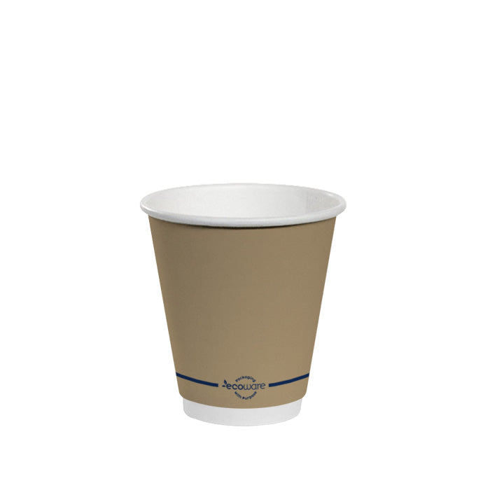 ecoware 8oz PLA Lined Double Wall Hot Cup Kraft Print 80mm (Carton of 500)