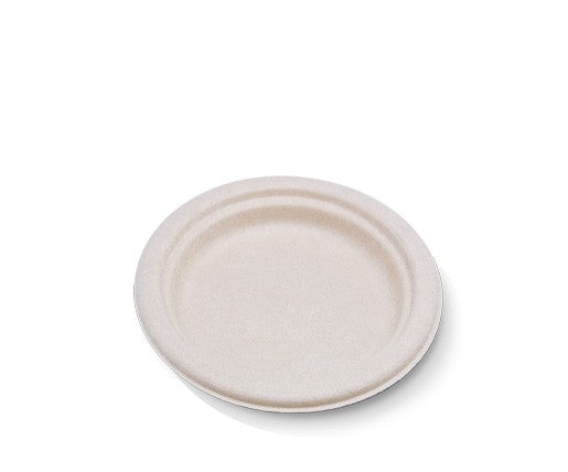 ecoware Unbleached Sugarcane Round Plate 7 inch (Carton of 1000)