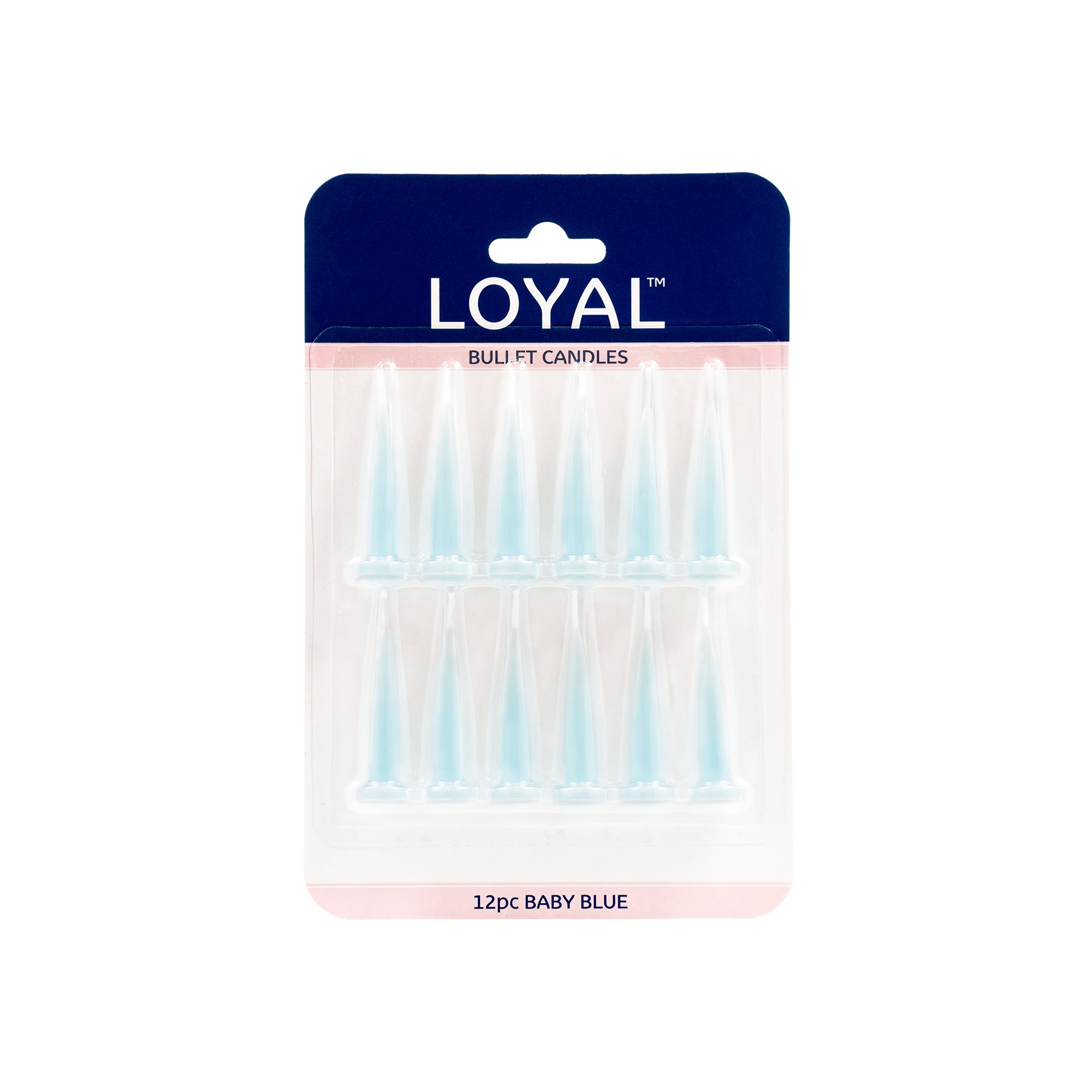 LOYAL Bullet Candle Baby Blue 12 Piece