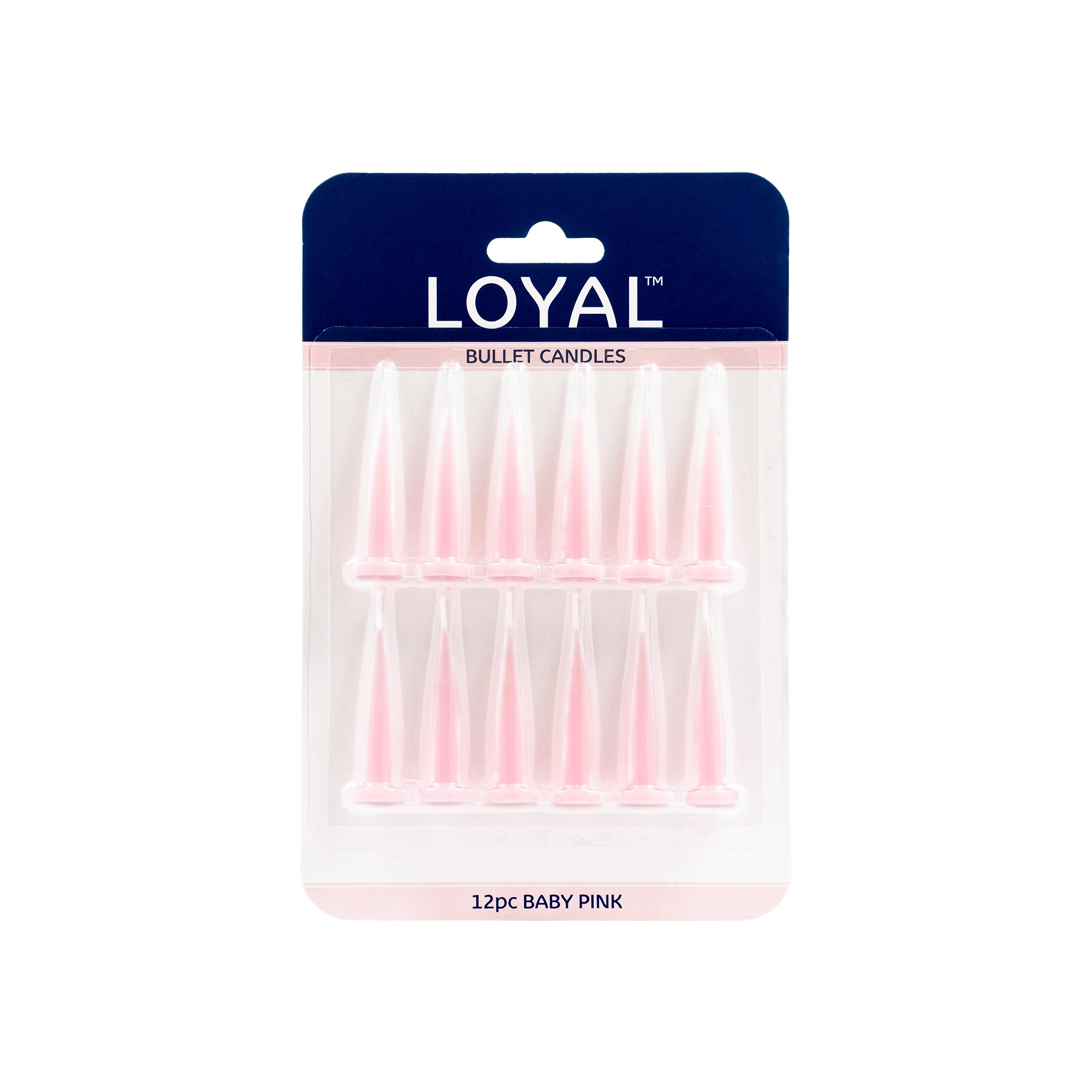 LOYAL Bullet Candle Baby Pink 12 Piece