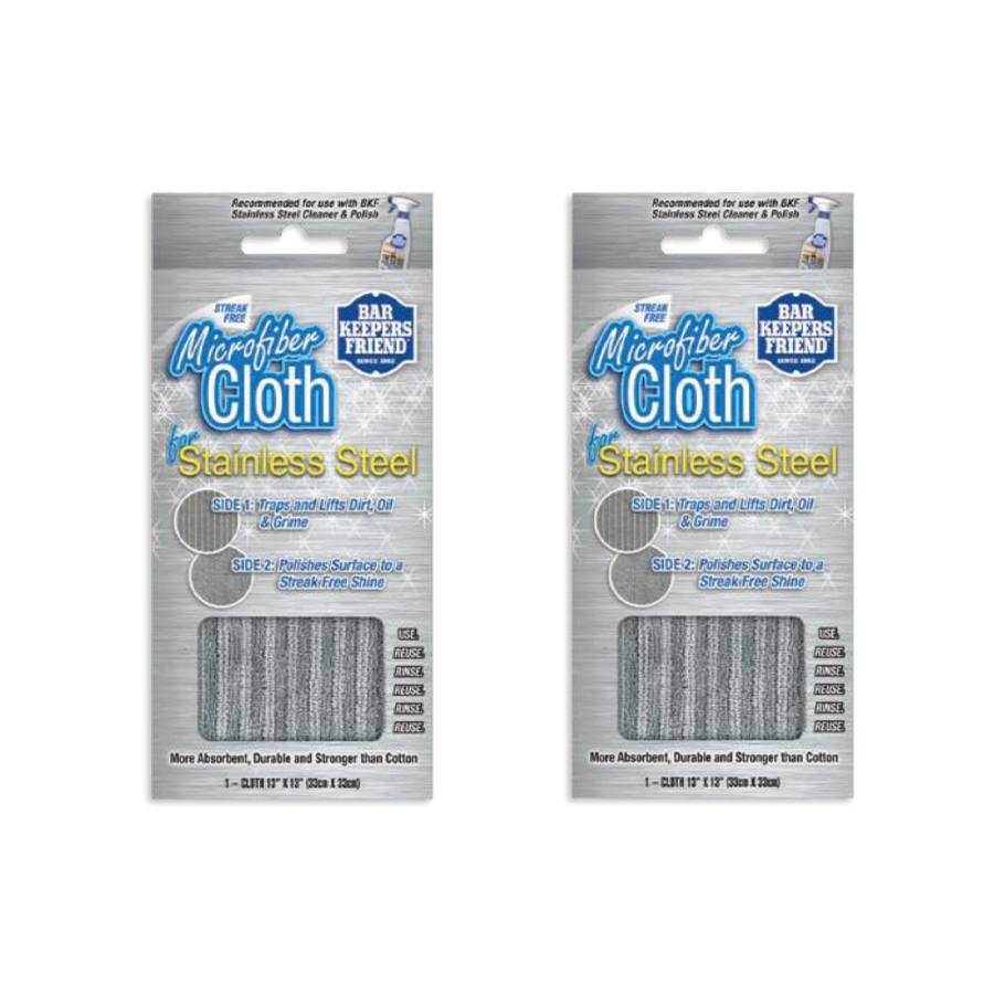 Bar Keepers Friend Stainless Steel Microfiber Cloth Duo Set (2 Pack)