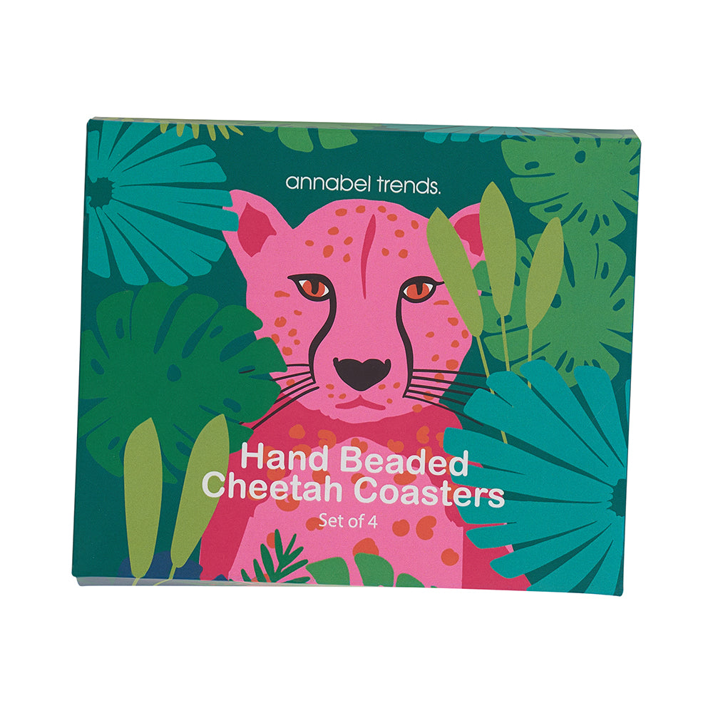 Annabel Trends Beaded Coasters Cheetah 4pc