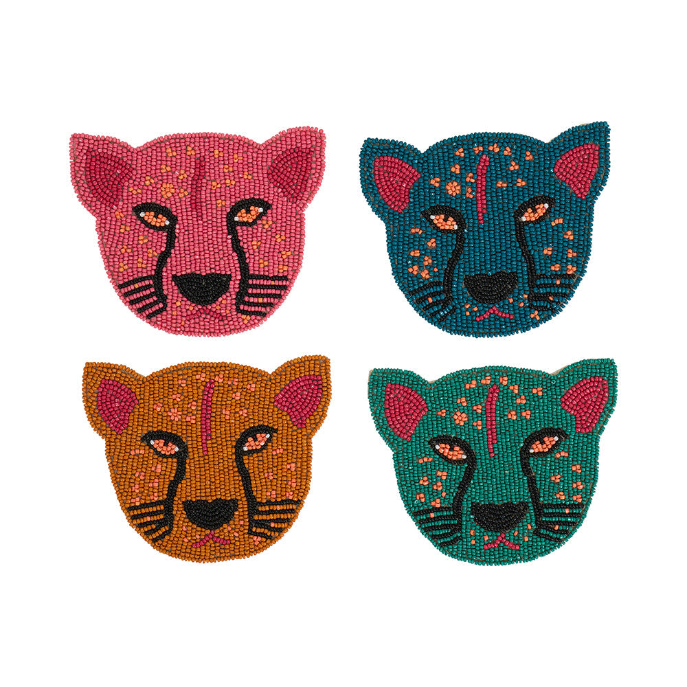 Annabel Trends Beaded Coasters Cheetah 4pc
