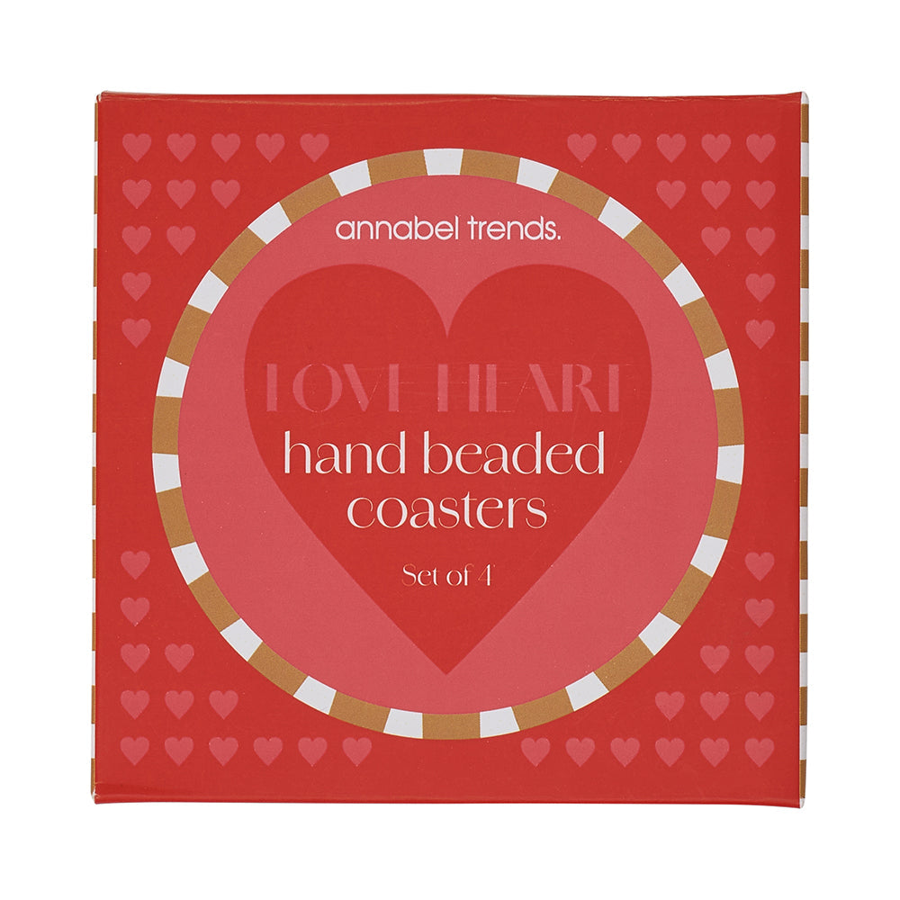 Annabel Trends Beaded Coasters Heart 4pc