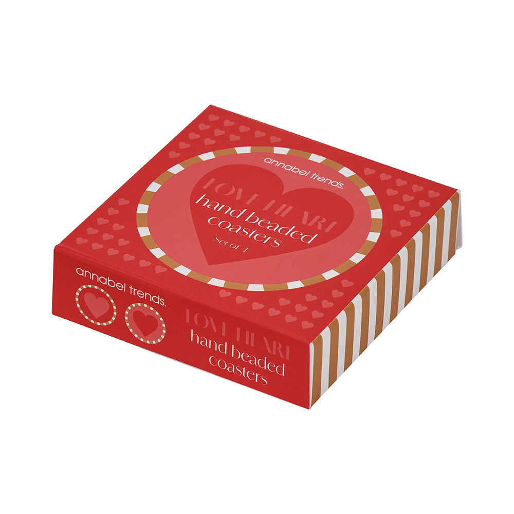 Annabel Trends Beaded Coasters Heart 4pc