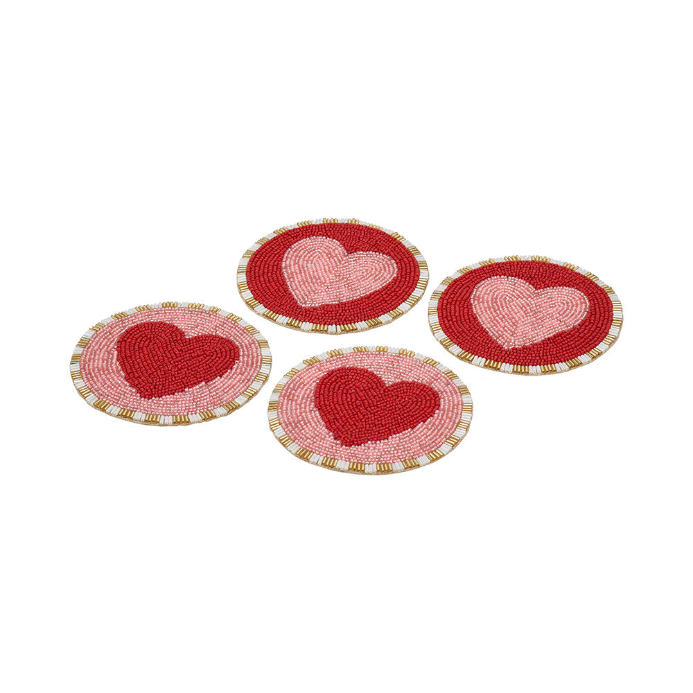 Annabel Trends Beaded Coasters Heart 4pc