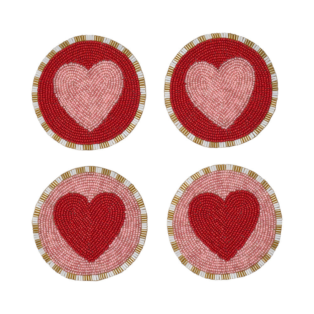 Annabel Trends Beaded Coasters Heart 4pc