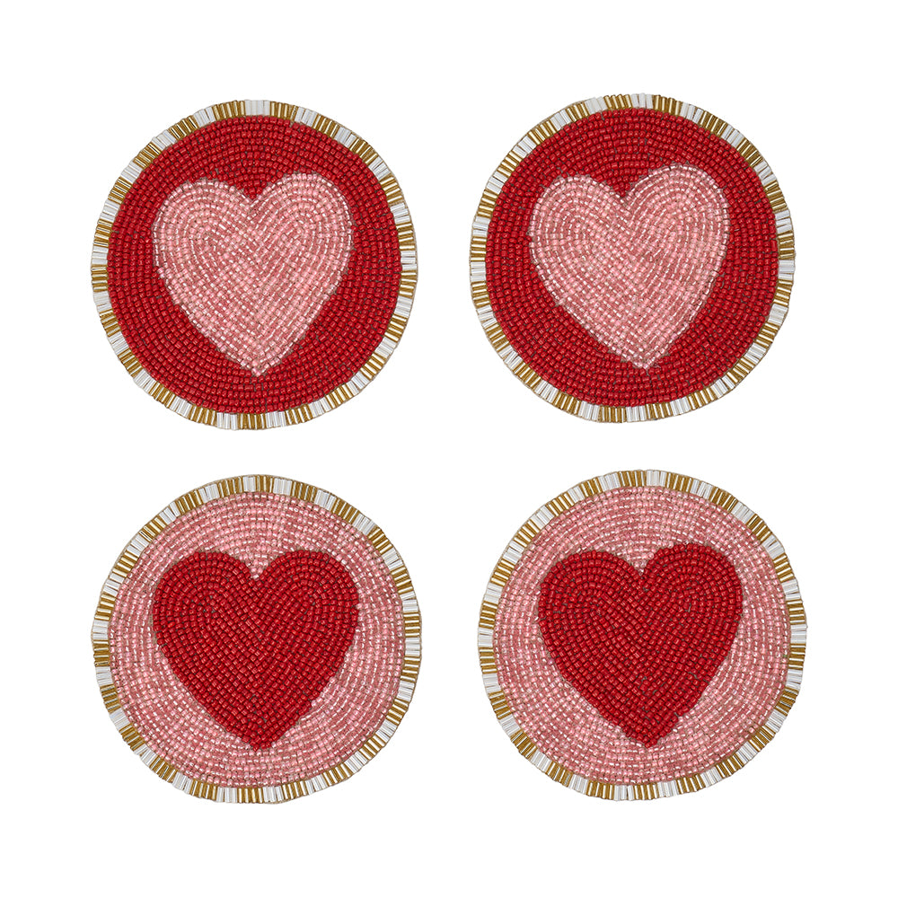 Annabel Trends Beaded Coasters Heart 4pc