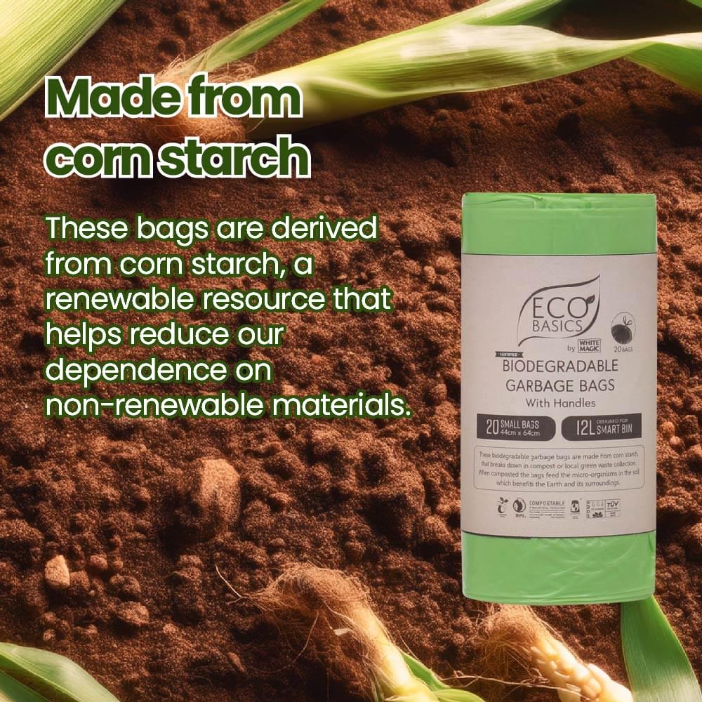 Eco Basics Biodegradable Garbage Bags, Small,12L, 20 Bags