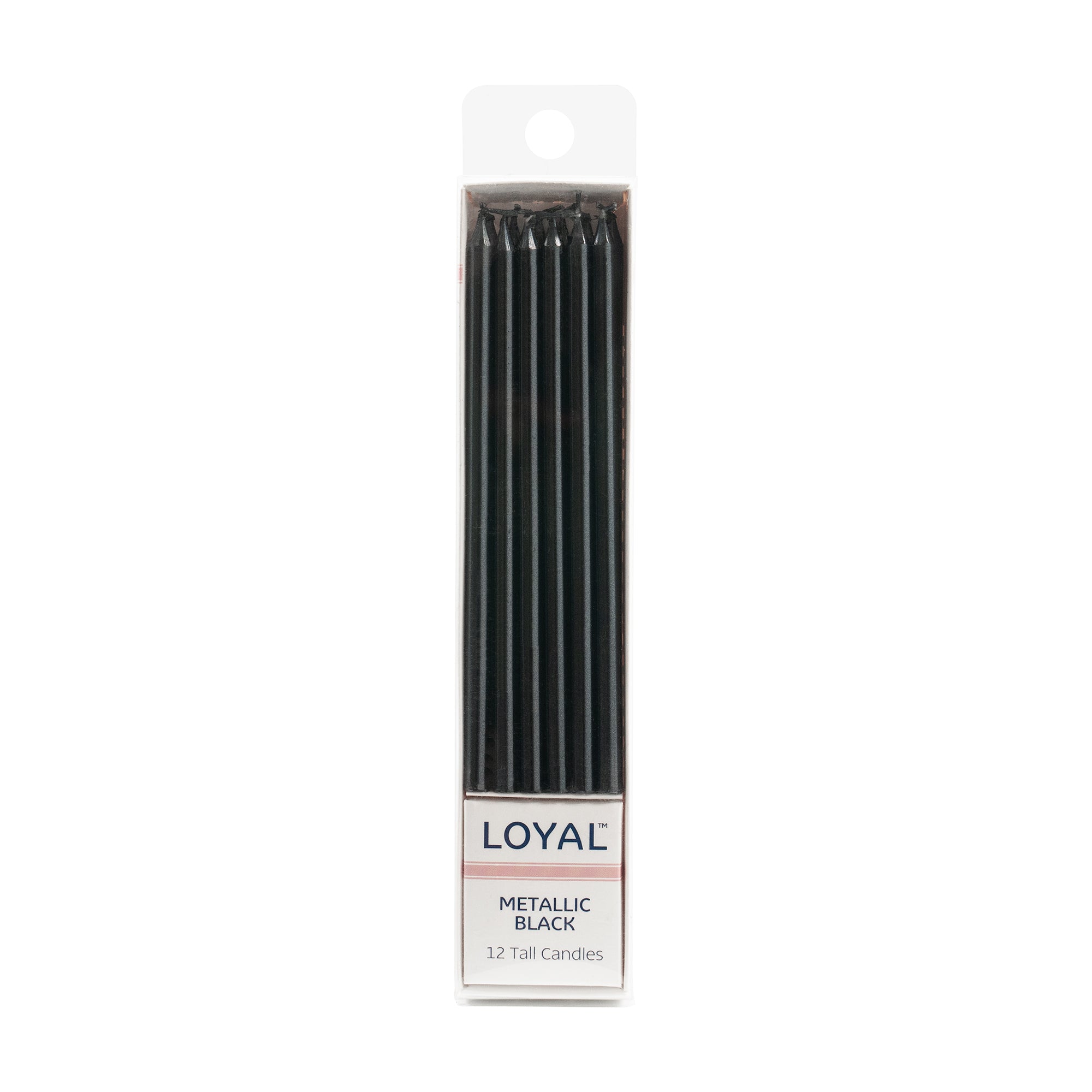 LOYAL Tall Candle Metallic Black 12 Piece