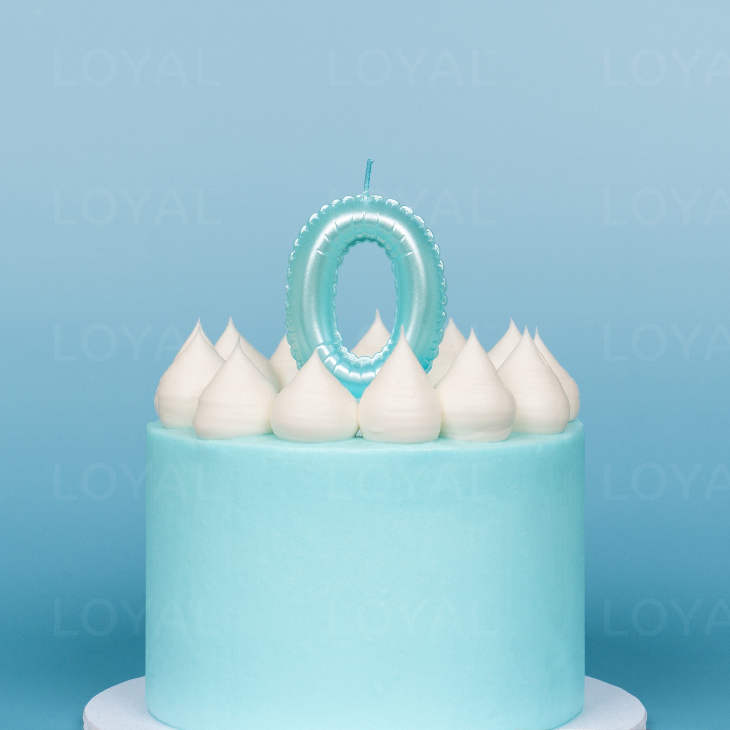 LOYAL Balloon Number "0" Candle - Metallic Blue