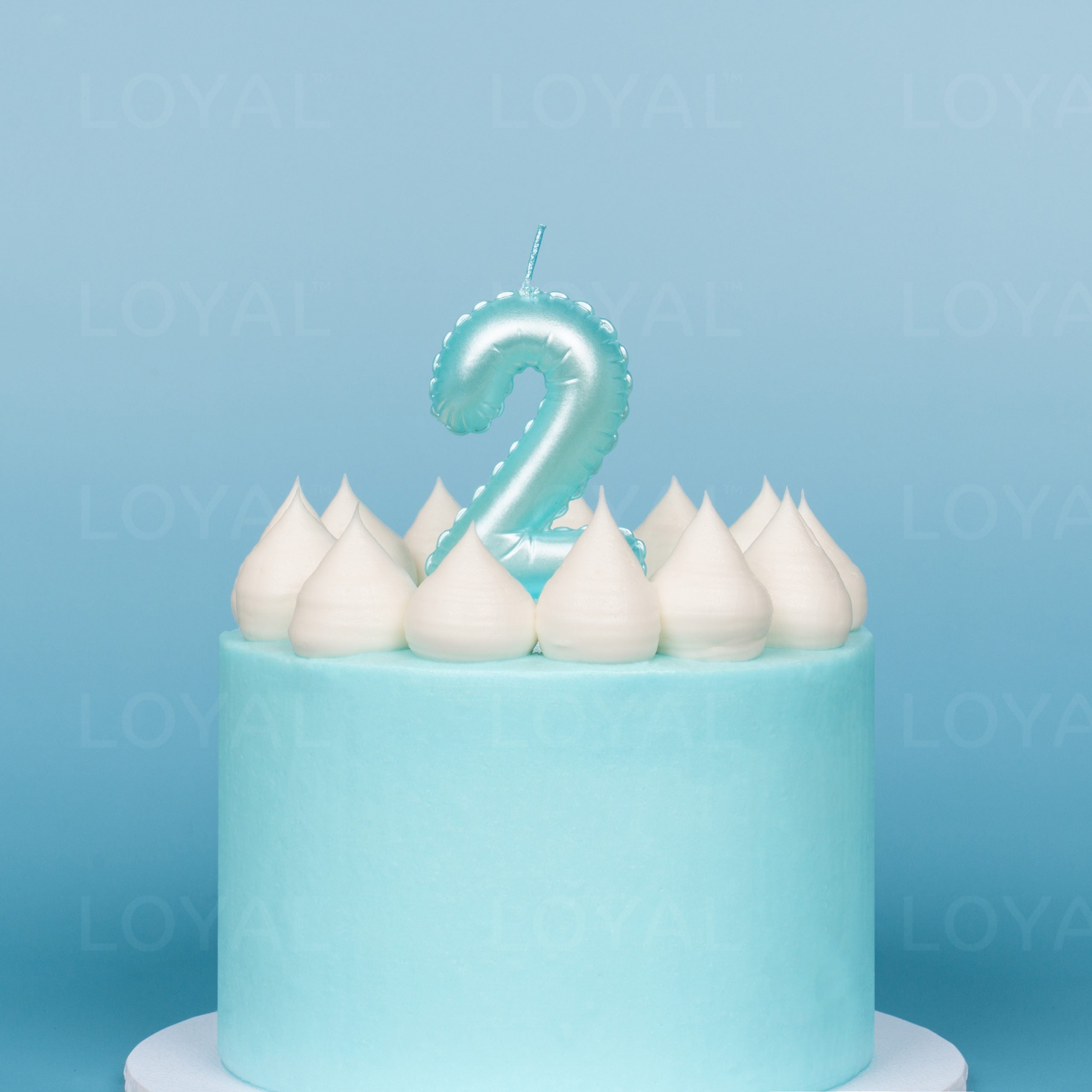 LOYAL Balloon Number "2" Candle - Metallic Blue