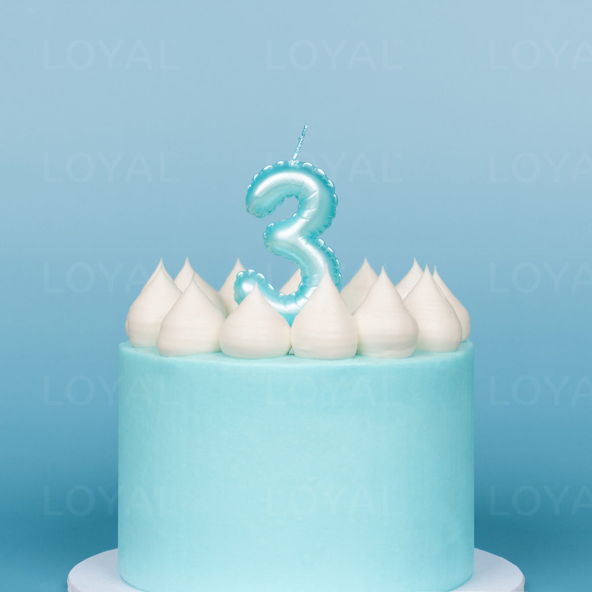 LOYAL Balloon Number "3" Candle - Metallic Blue