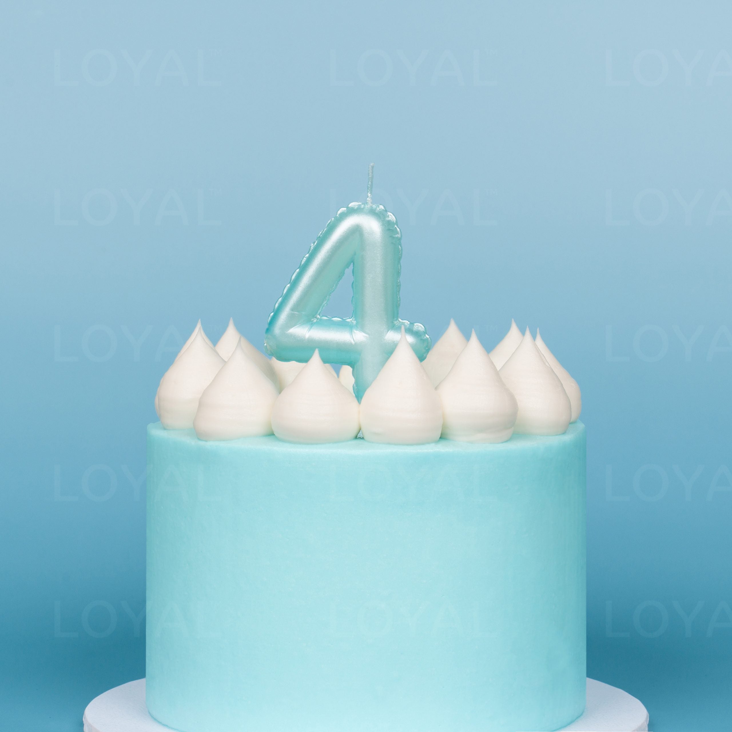 LOYAL Balloon Number "4" Candle - Metallic Blue