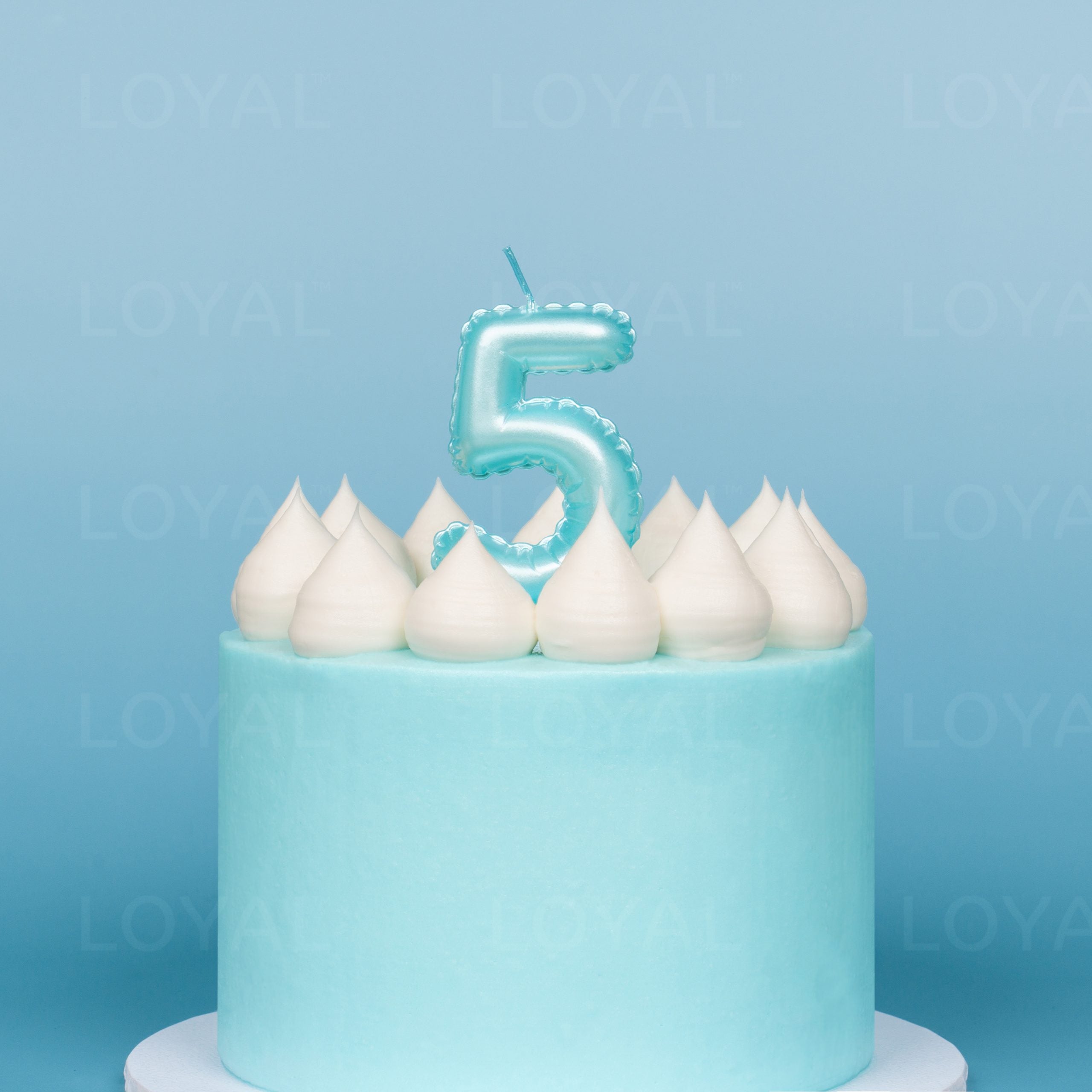 LOYAL Balloon Number "5" Candle - Metallic Blue
