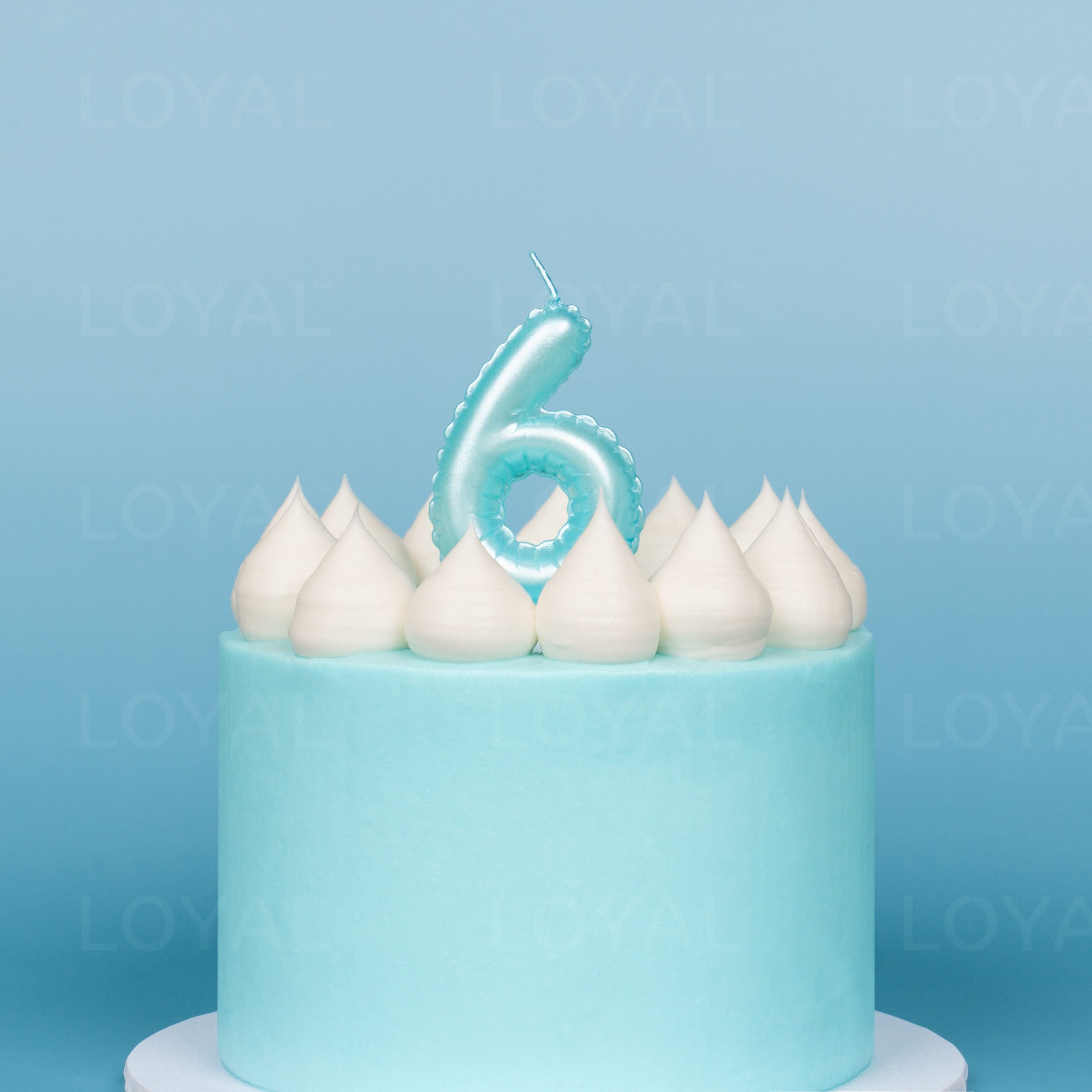 LOYAL Balloon Number "6" Candle - Metallic Blue