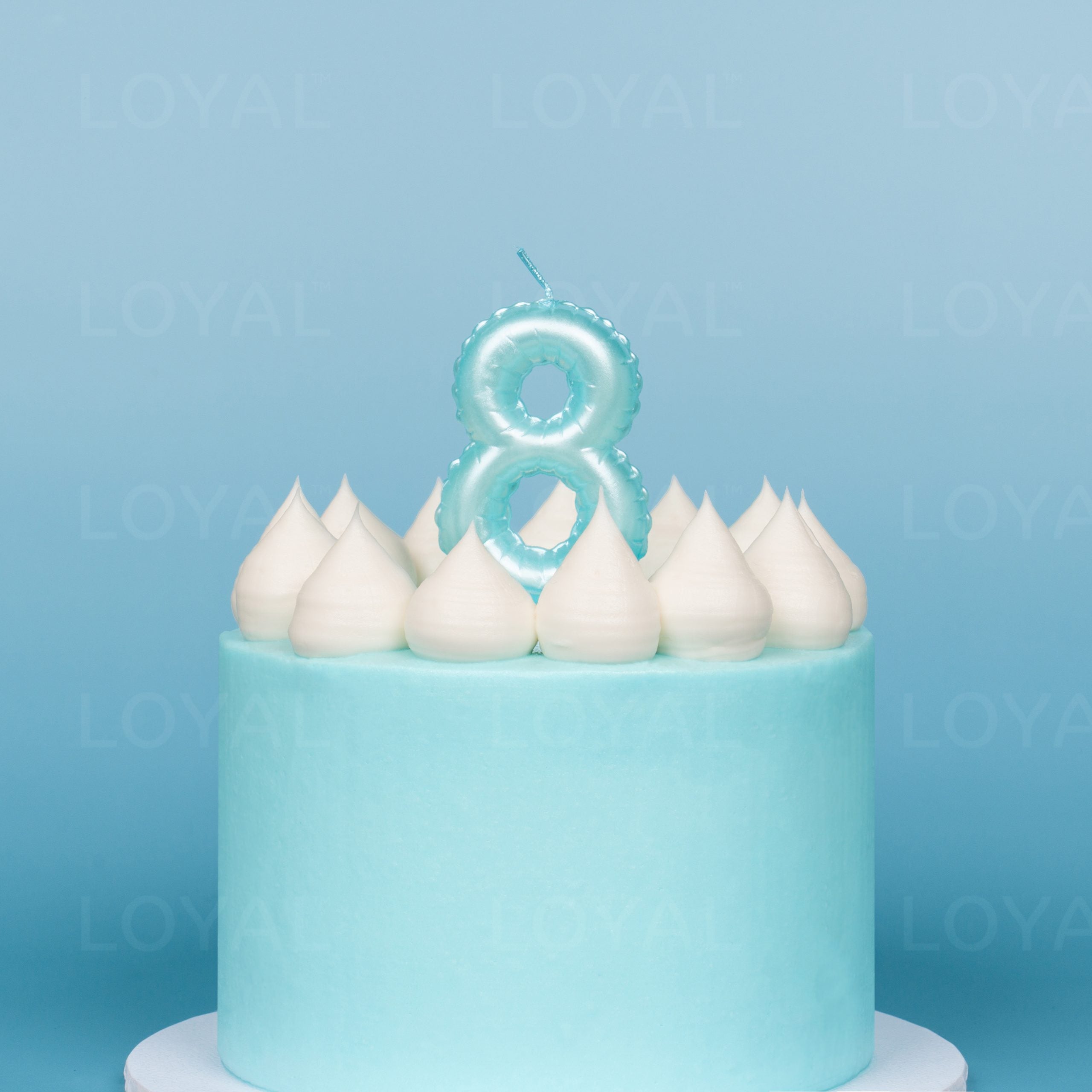 LOYAL Balloon Number "8" Candle - Metallic Blue