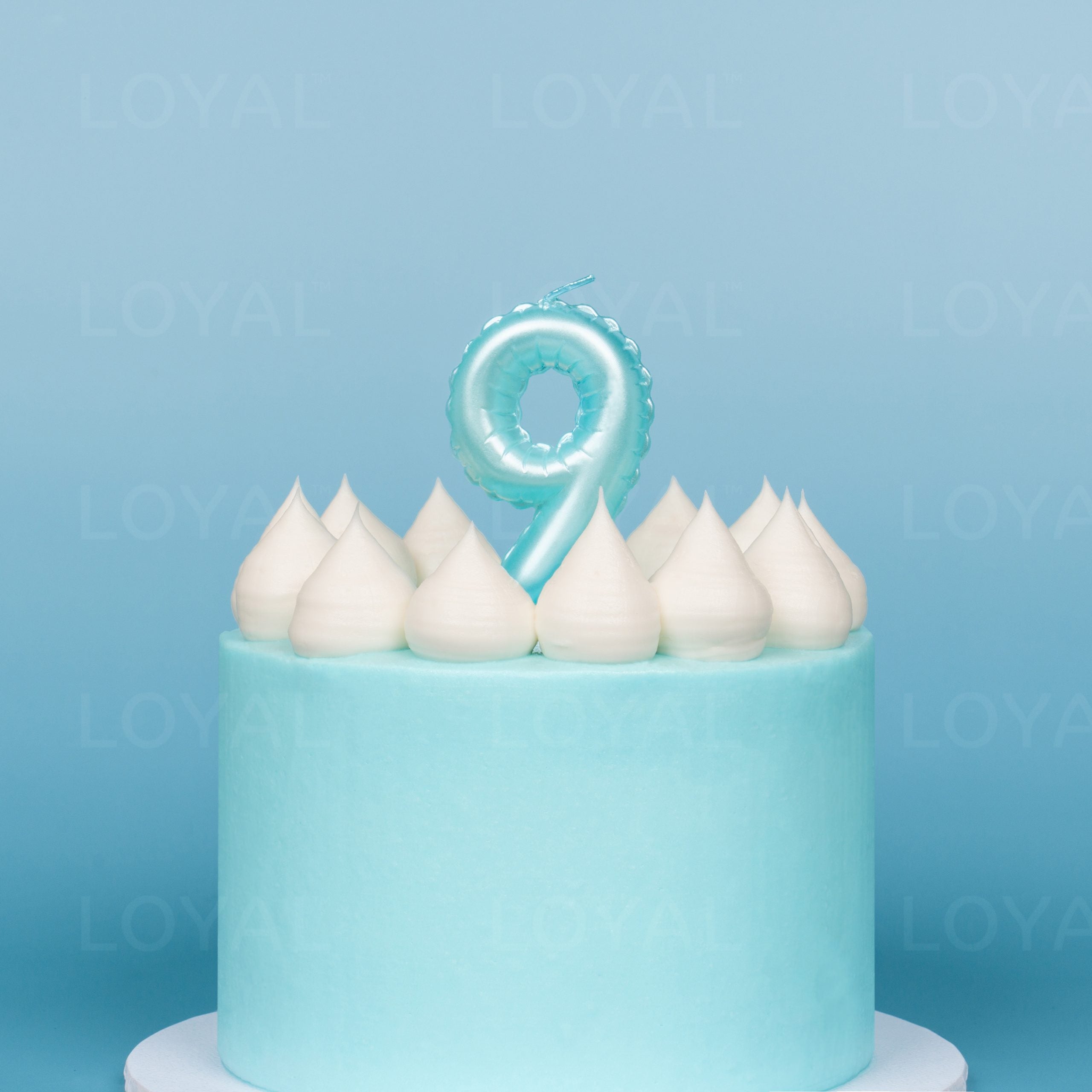 LOYAL Balloon Number "9" Candle - Metallic Blue