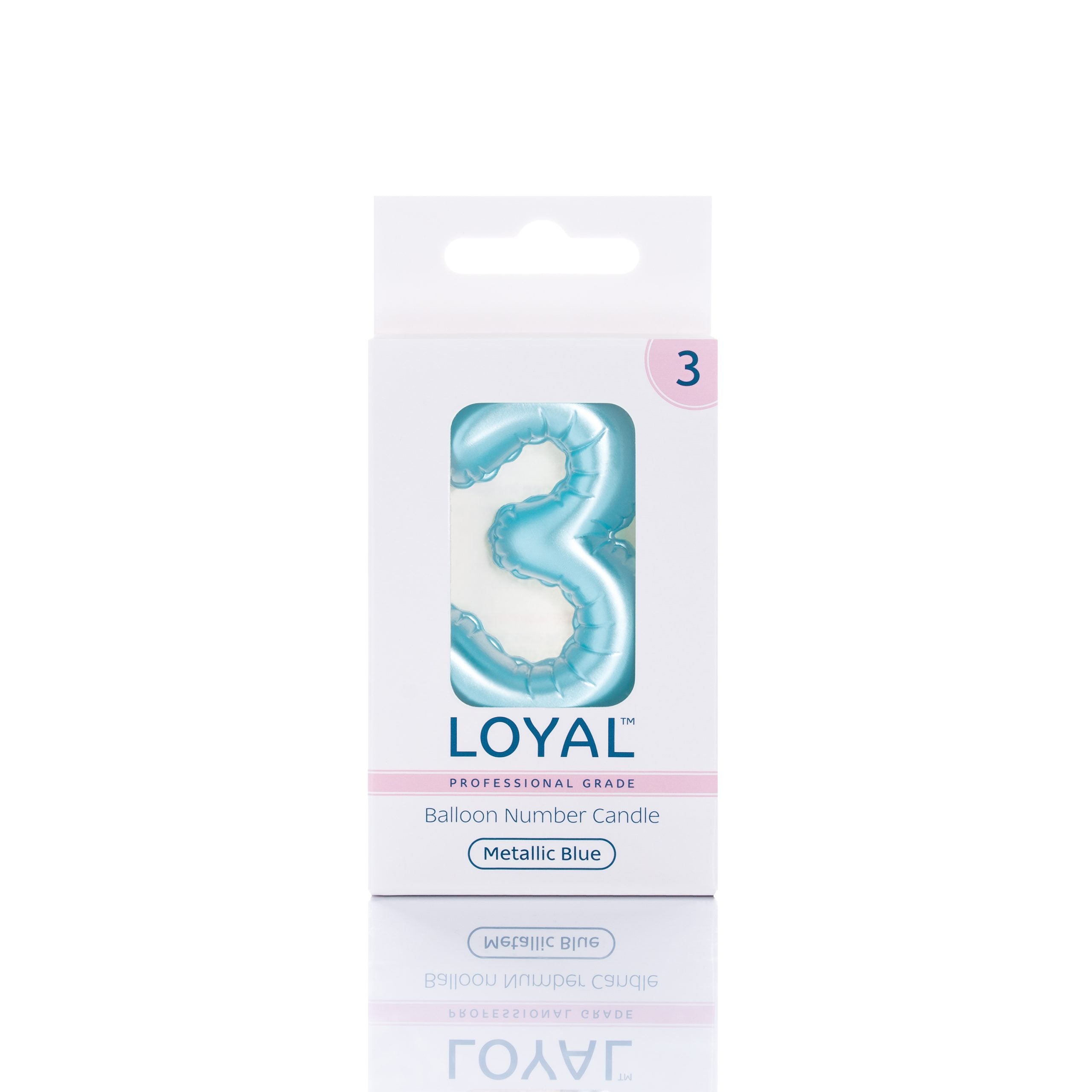 LOYAL Balloon Number "3" Candle - Metallic Silver
