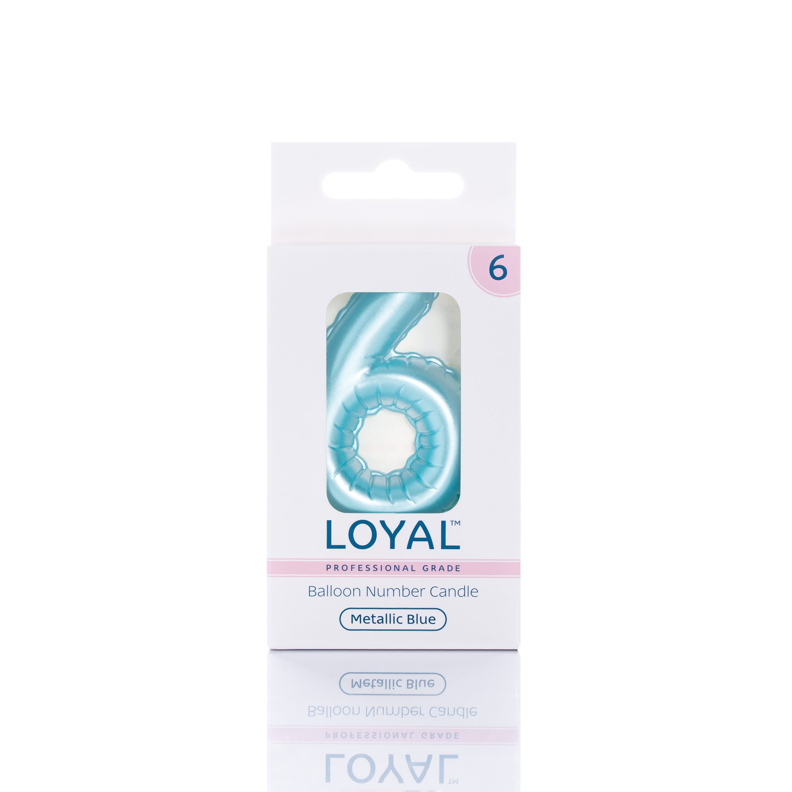LOYAL Balloon Number "6" Candle - Metallic Blue