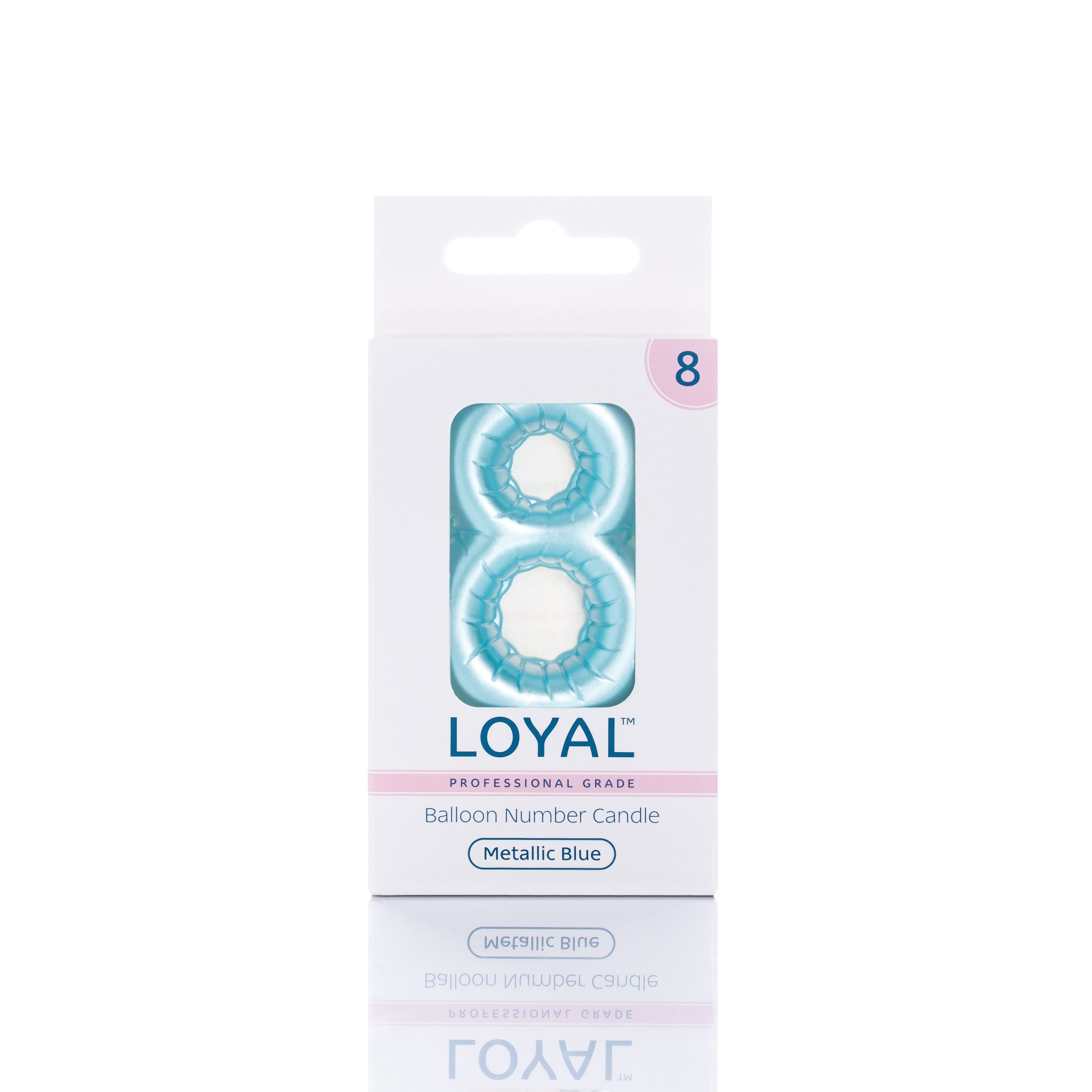 LOYAL Balloon Number "8" Candle - Metallic White