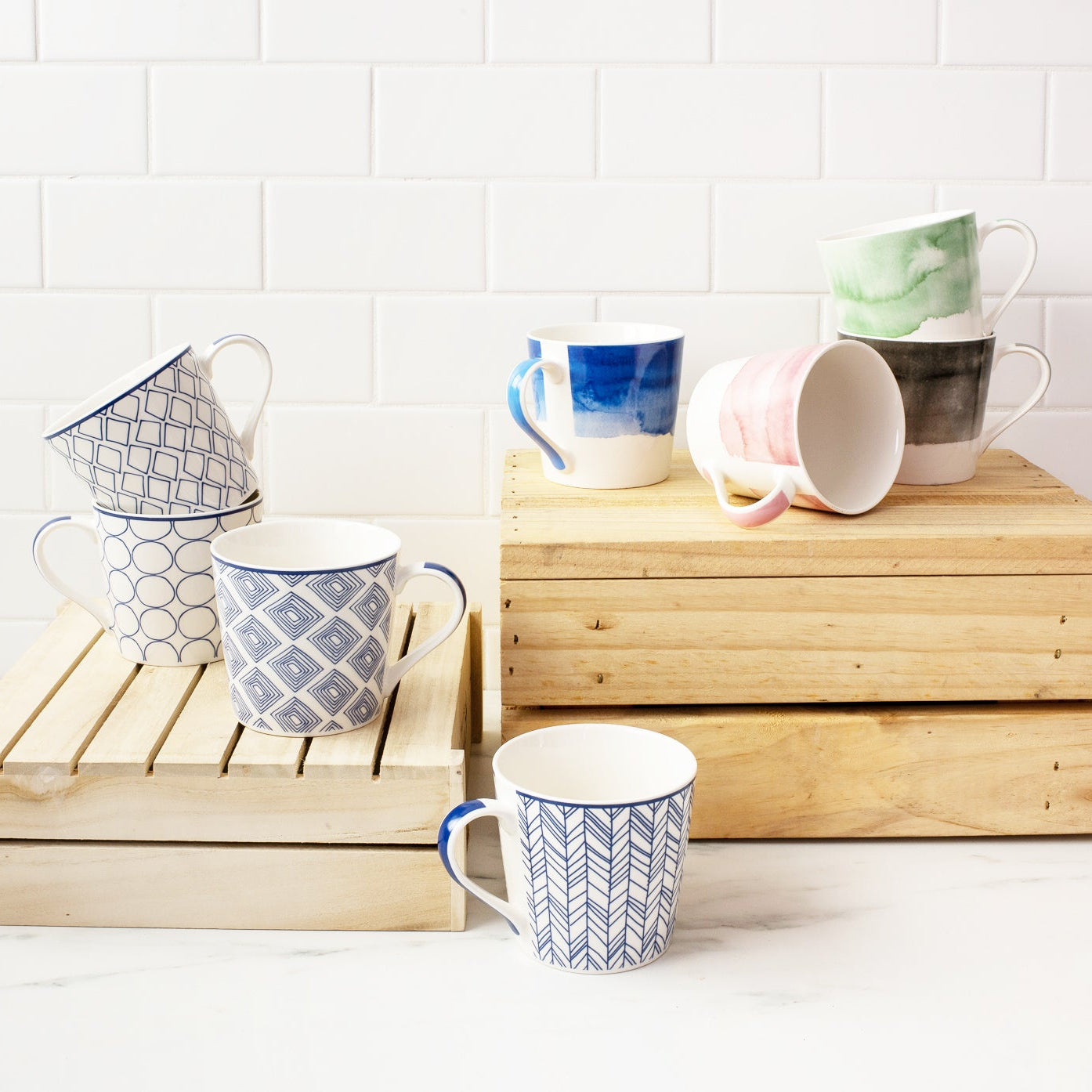 Bundanoon Mod Mug 400ml Set of 4 Monochrome Geometrics