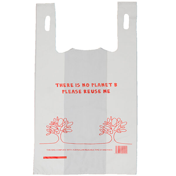 PowerPak Reusable Checkout Singlet Bag Small White Printed 37 Micron (90 Pack)
