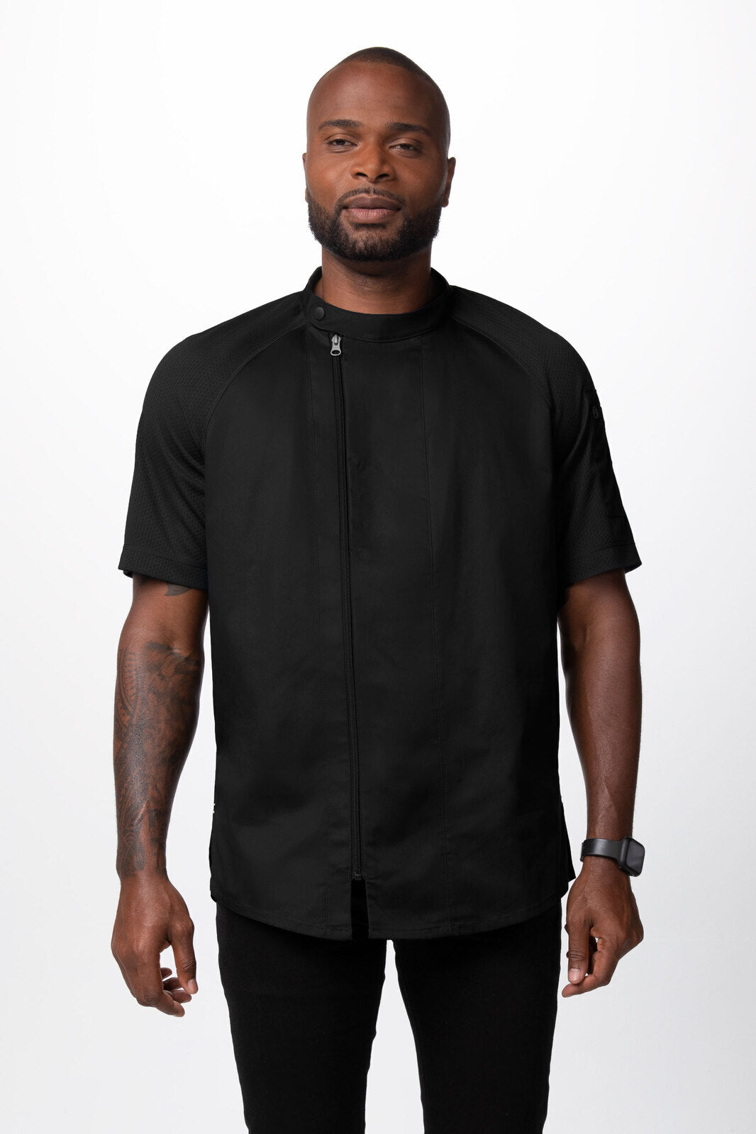 Chef Works Varkala Men's Chef Jacket- Natural - Black