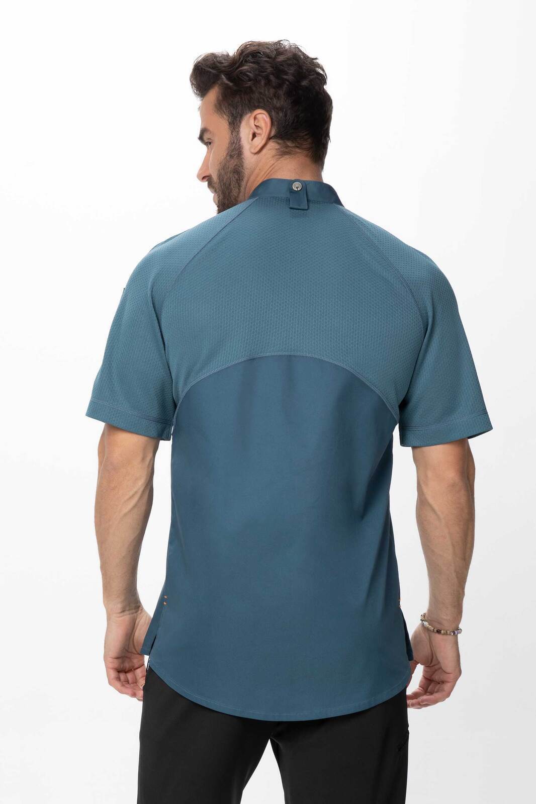 Chef Works Varkala Men's Chef Jacket- Natural - Teal