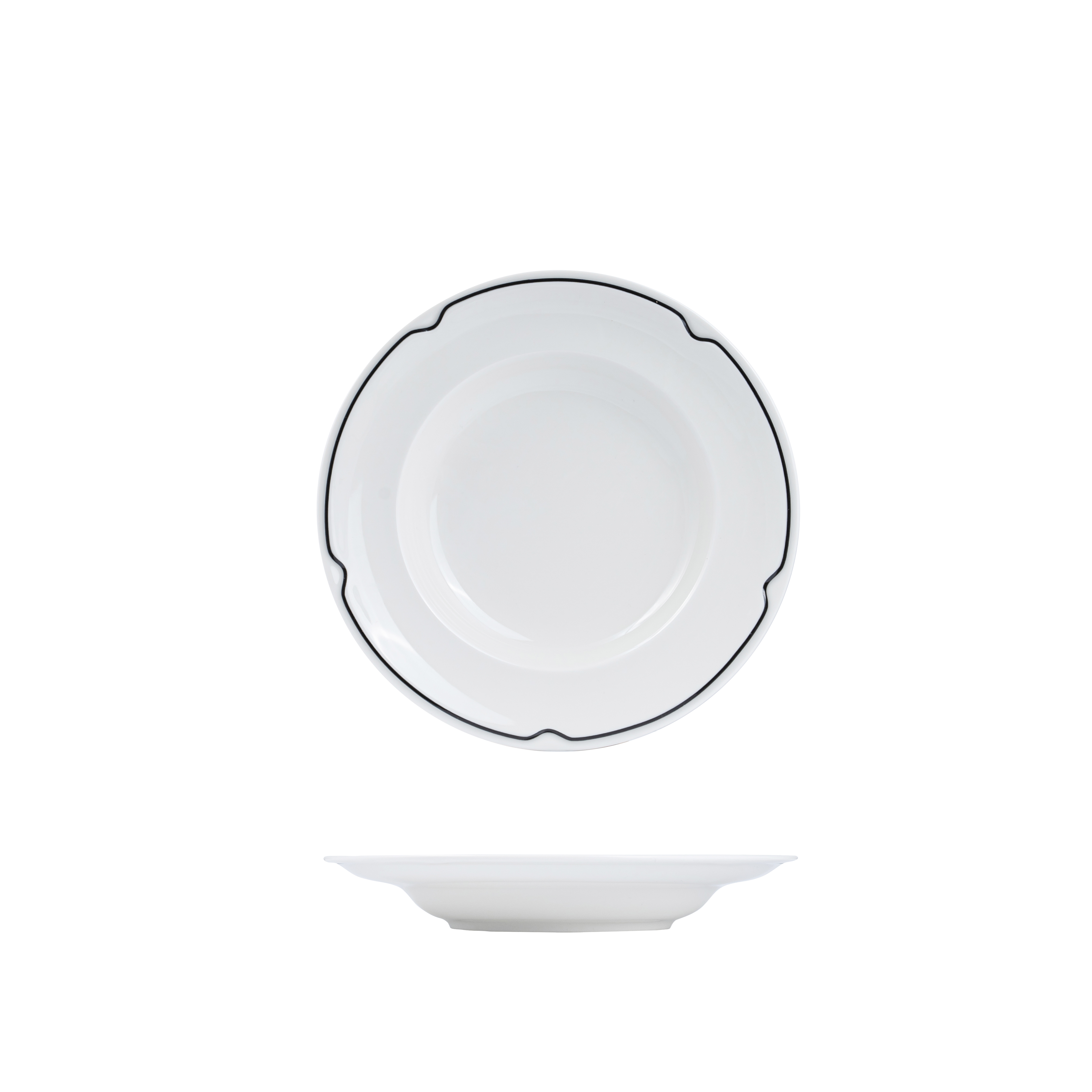 RAK Charlotte Round Bowl - Wide Rim (240mm - White with Black Line)