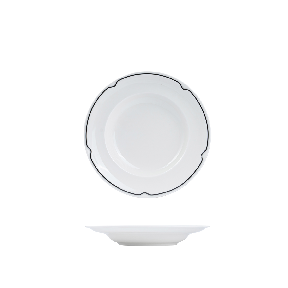 RAK Charlotte Round Bowl - Wide Rim (240mm - White with Black Line)