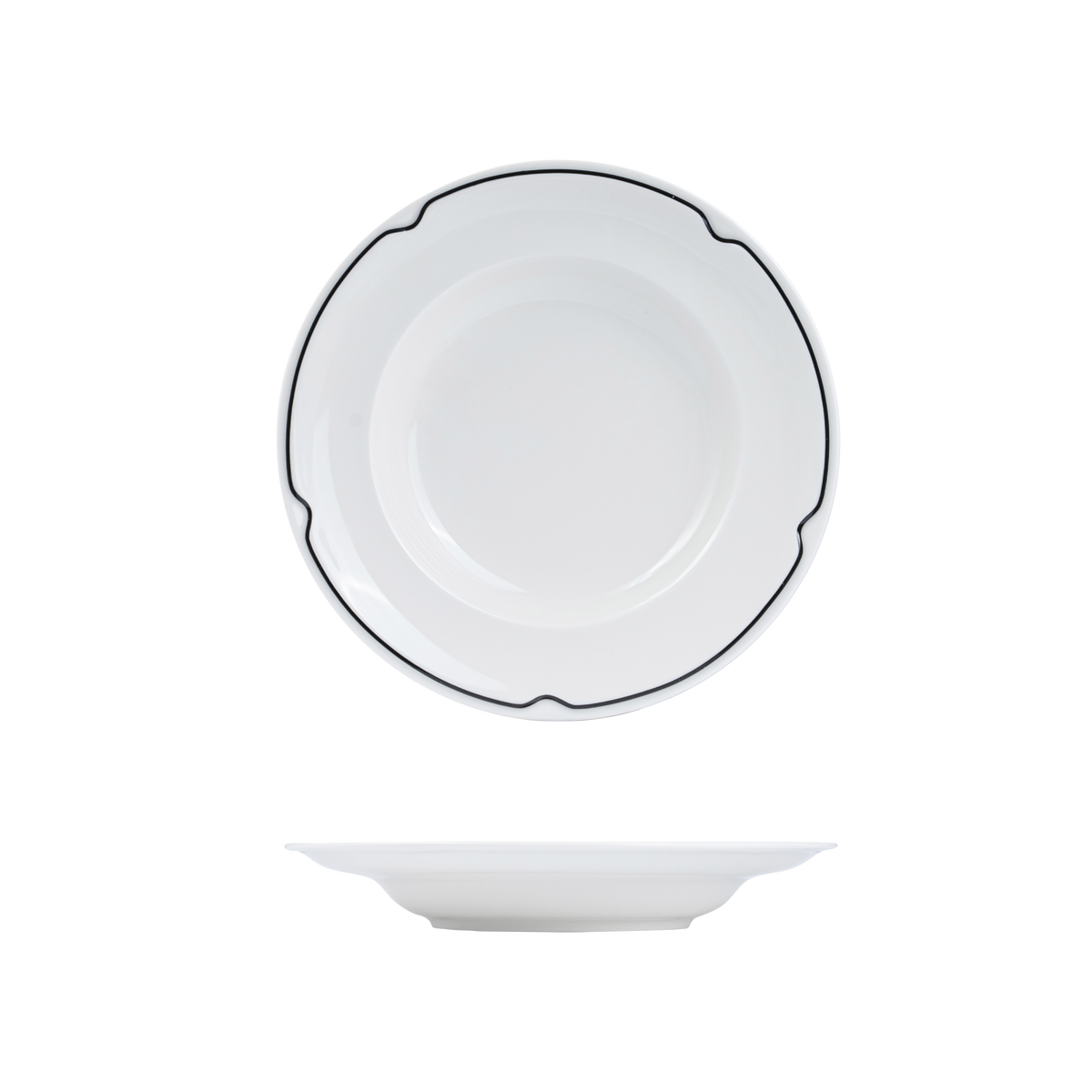 RAK Charlotte Round Bowl - Wide Rim (260mm - White with Black Line)