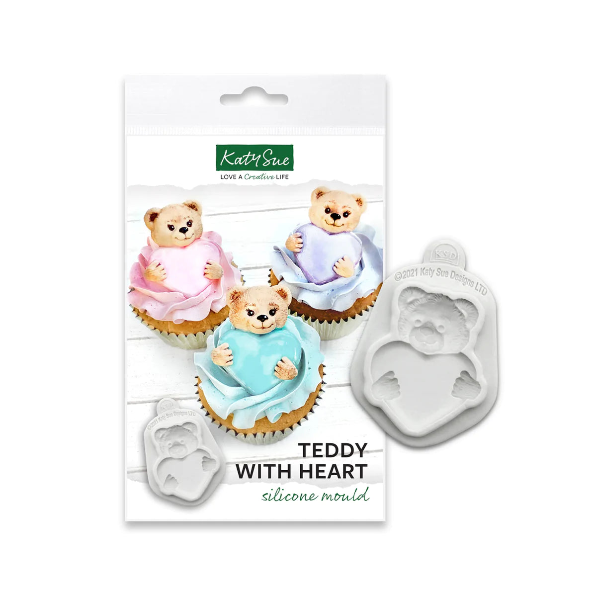 Katy Sue Silicone Mould Teddy & Heart