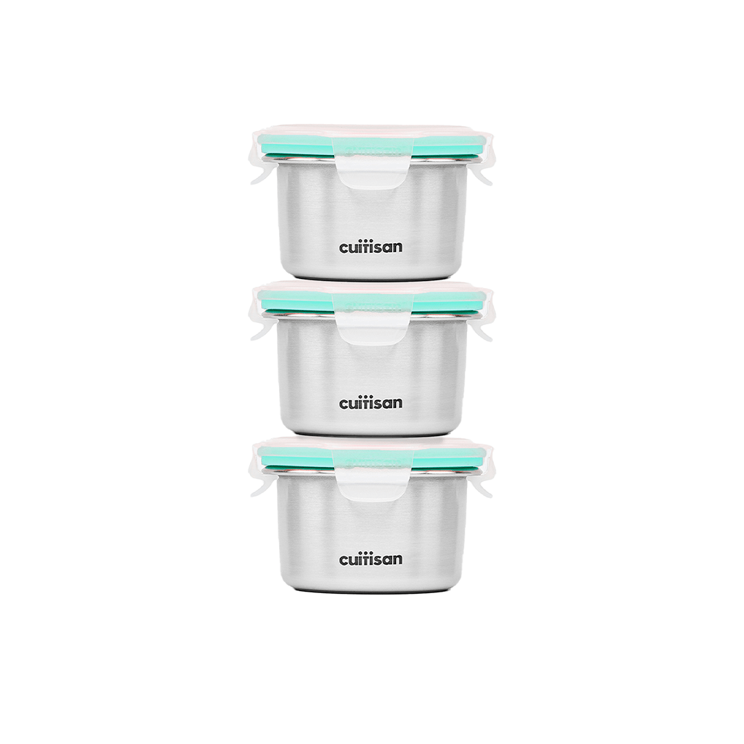 Cuitisan Infant Round Container 3 Piece Set (200ml) Teal