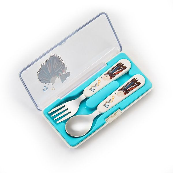 Cuitisan Infant Spoon & Fork Set with Case Blue