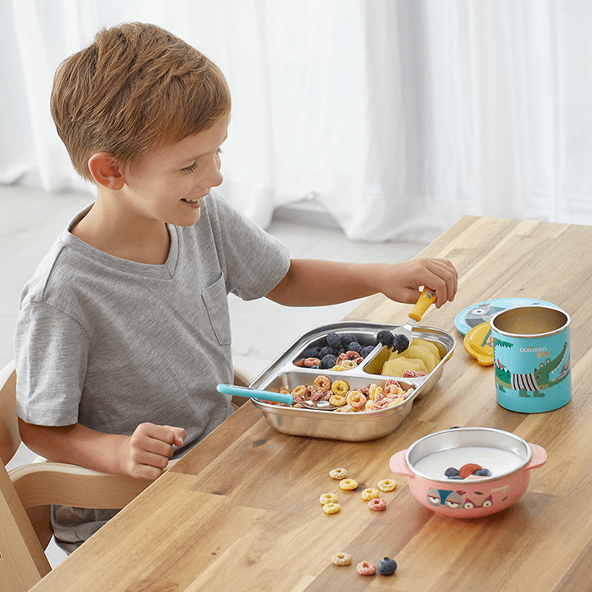 Cuitisan Infant Kid Spoon Fork Set Yellow