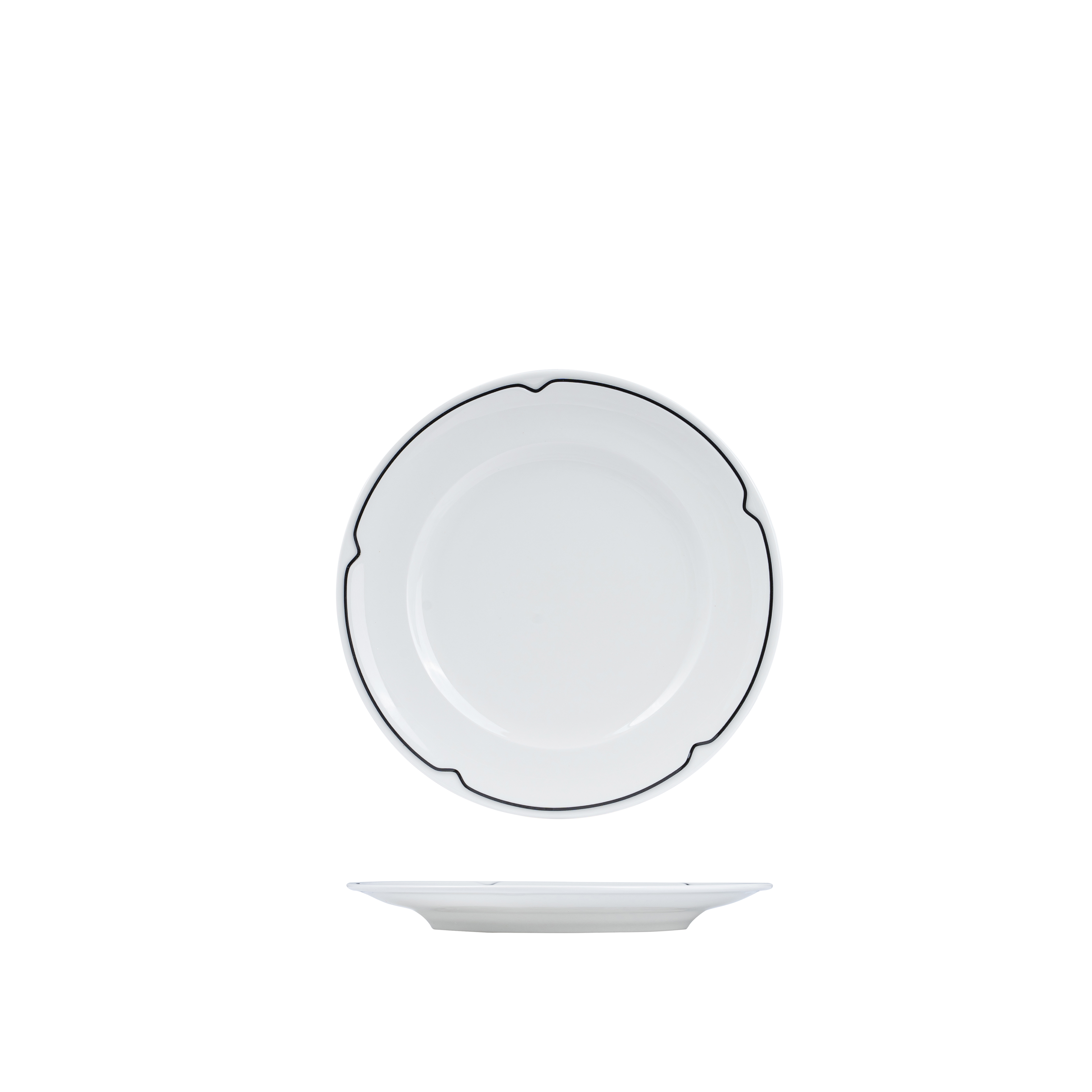 RAK Charlotte Round Plate - Wide Rim (170mm - White with Black Line)