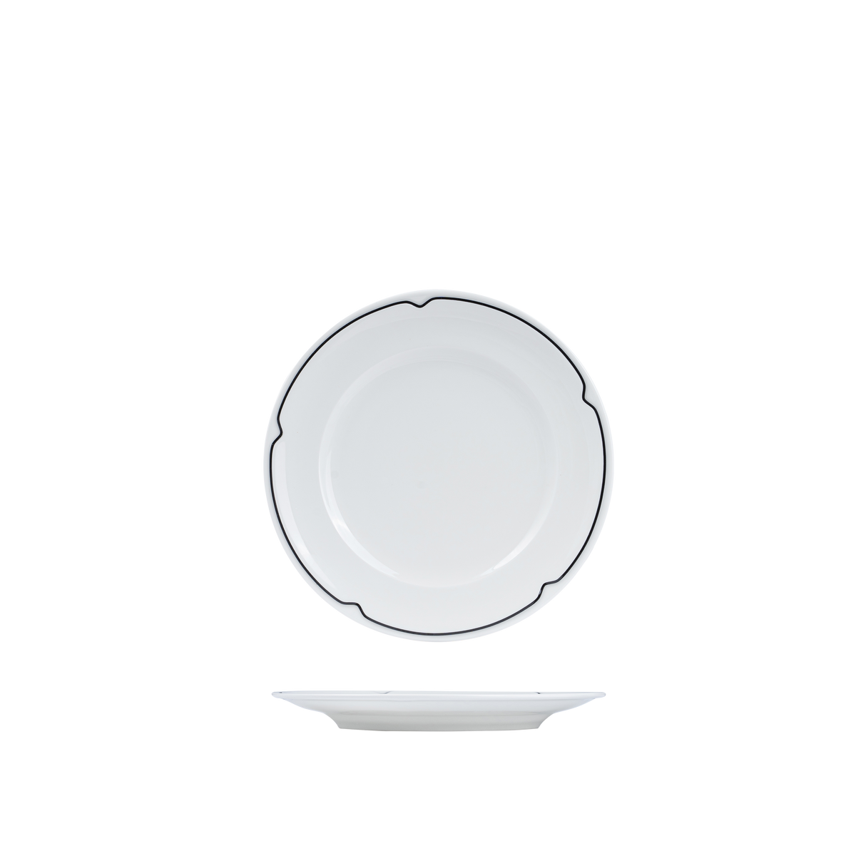 RAK Charlotte Round Plate - Wide Rim (170mm - White with Black Line)