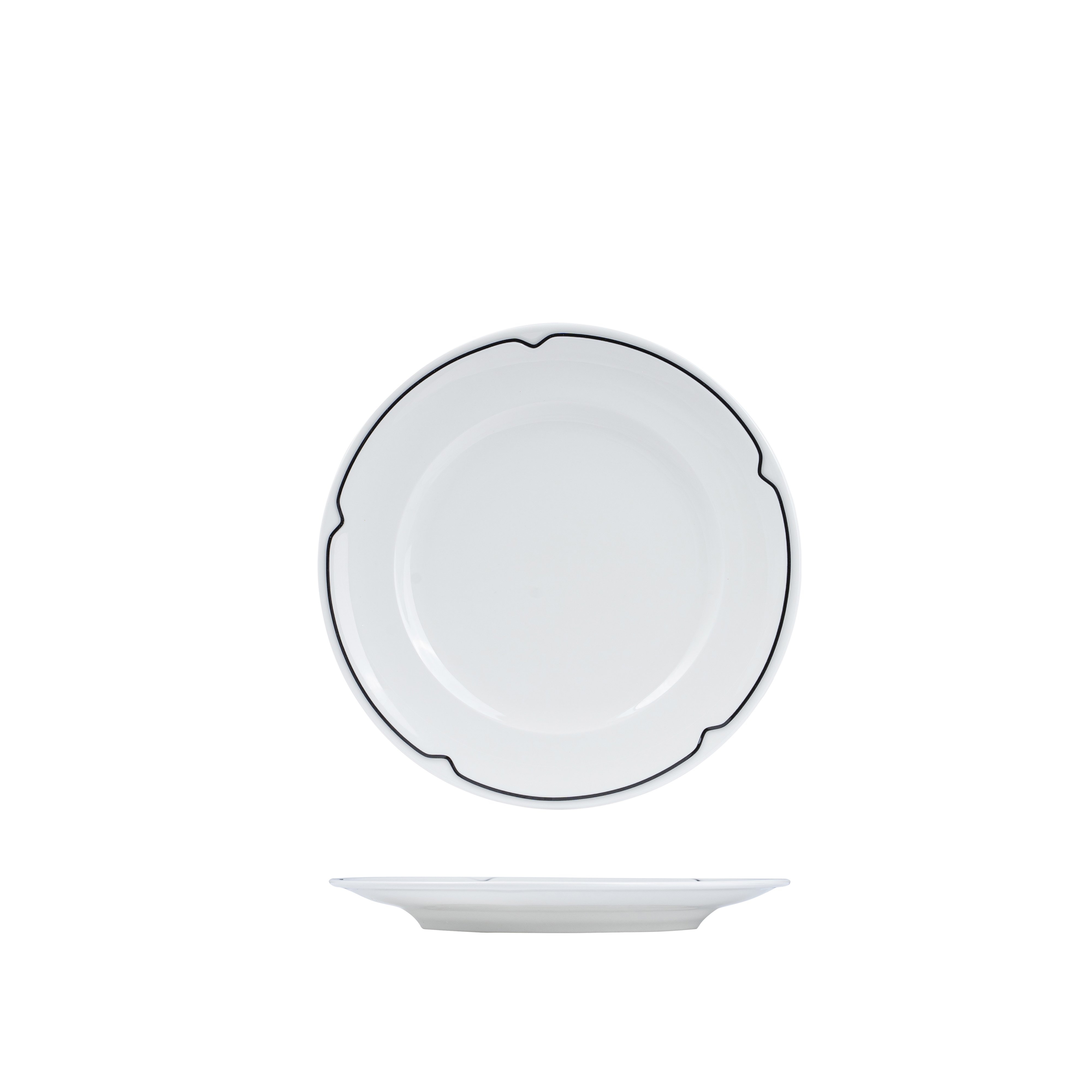 RAK Charlotte Round Plate - Wide Rim (210mm - White with Black Line)