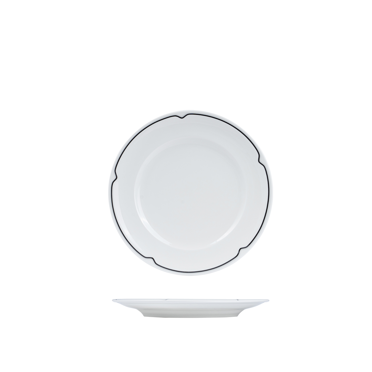 RAK Charlotte Round Plate - Wide Rim (210mm - White with Black Line)