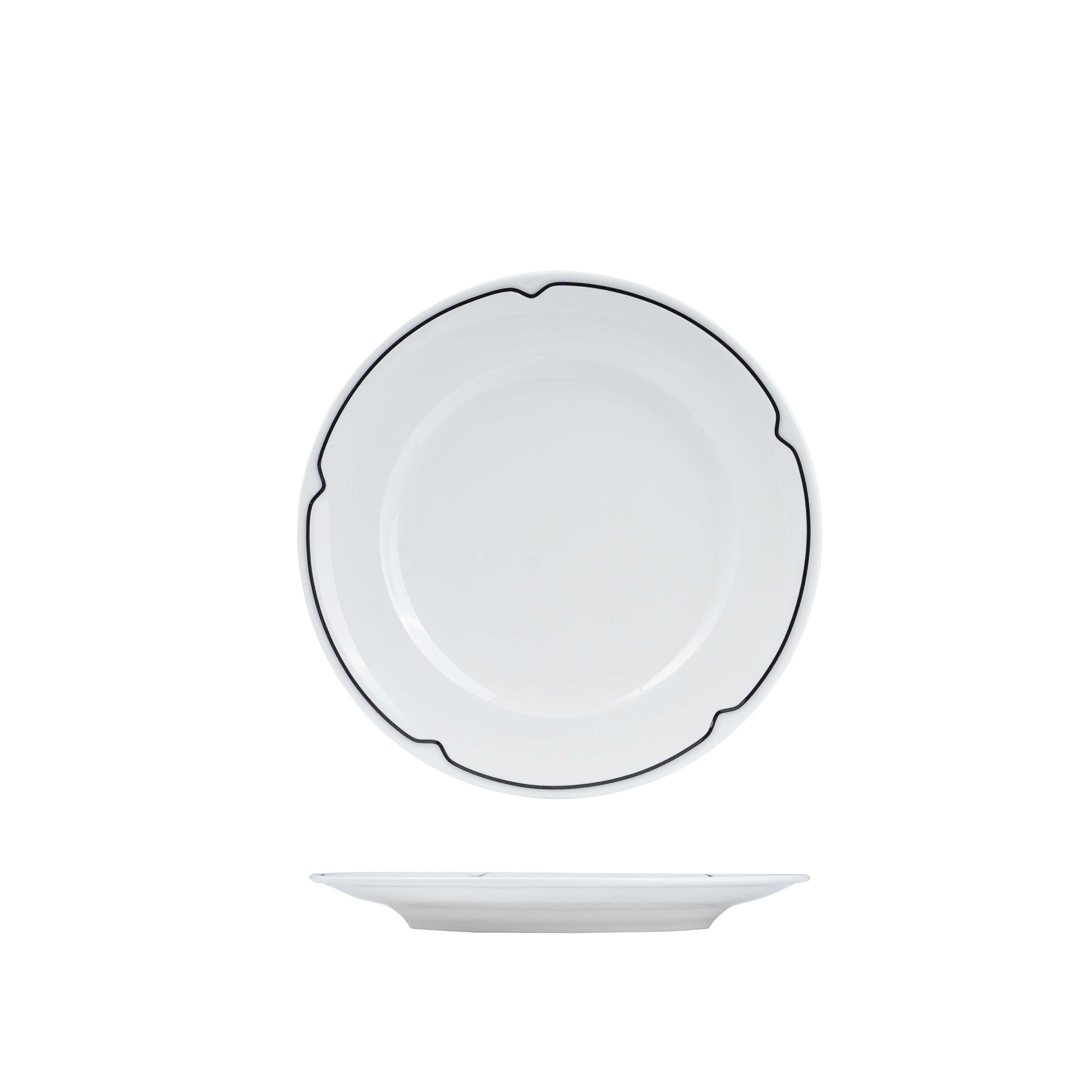 RAK Charlotte Round Plate - Wide Rim (240mm - White with Black Line)